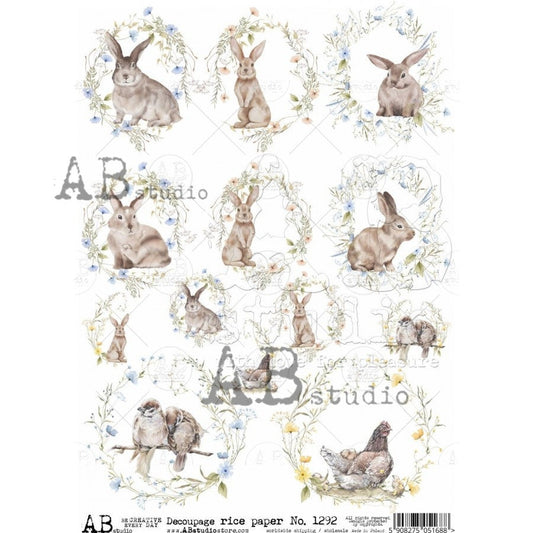 AB Studios Mini Easter Watercolor Rounds A4 Rice Paper