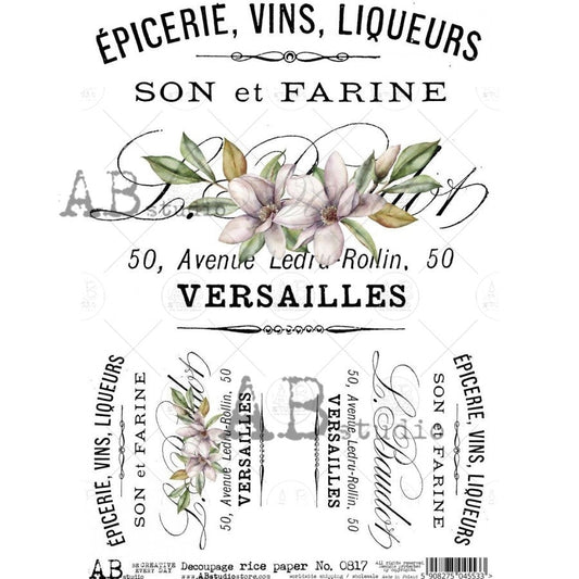 AB Studios Versaille Magnolia Rice Paper A4 0817