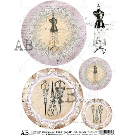AB Studios Seamstress Mannequin Rice Paper A4 0918