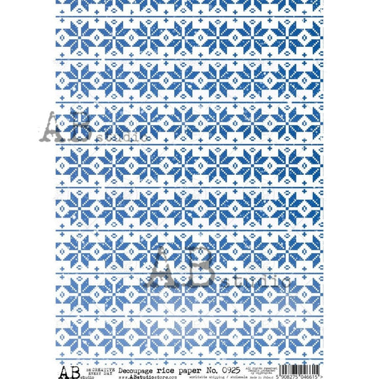 AB Studios Blue Snowflake Rice Paper A4 0925