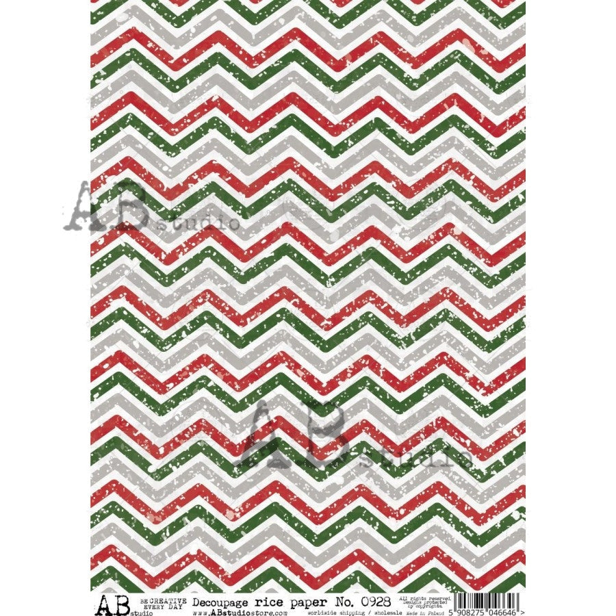 AB Studios Christmas Chevron Rice Paper A4 0928