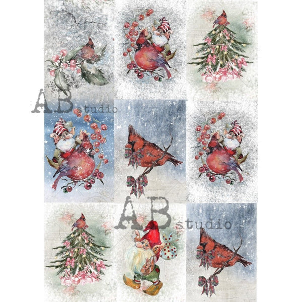 Winter Cardinals & Gnome Collection – Festive Mini Scenes