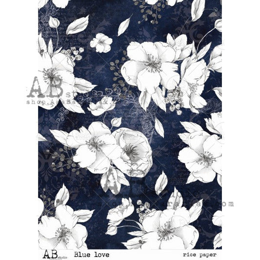 AB Studios Rice Paper A4 Blue Love