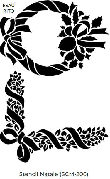 Calambour Wreath and Holly Corner A4 Stencil