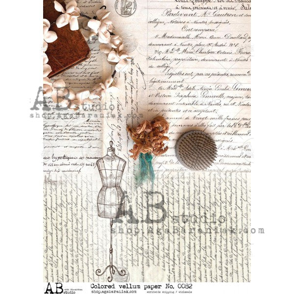 AB Studios Vellum Paper 0082 Dressform Script A4
